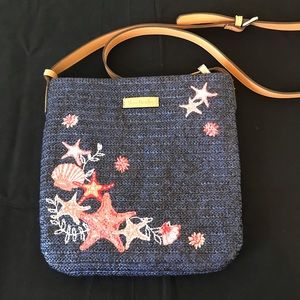 Vera Bradley Navy Straw Sea Life Crossbody